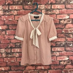 Jason Wu Blouse with Tie in Pink/White Polka Dots